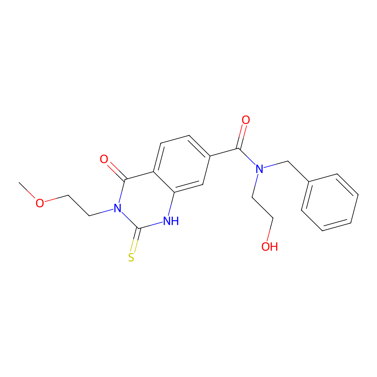 N-benzyl-N-(2-hydroxyethyl)-3-(2-methoxyethyl)-4-oxo-2-sulfanylidene-1H-quinazoline-7-carboxamide molecular structure, CAS 451466-29-8