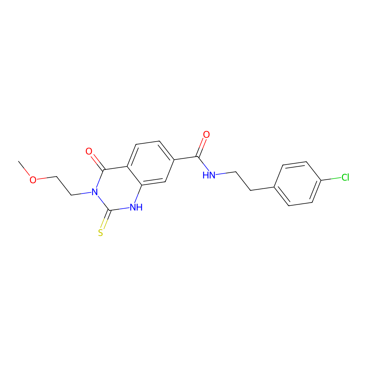 N-(4-chlorophenethyl)-3-(2-methoxyethyl)-4-oxo-2-thioxo-1,2,3,4-tetrahydroquinazoline-7-carboxamide molecular structure, CAS 451466-33-4
