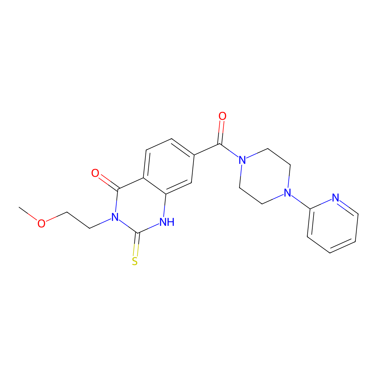3-(2-methoxyethyl)-7-(4-pyridin-2-ylpiperazine-1-carbonyl)-2-sulfanylidene-1H-quinazolin-4-one molecular structure, CAS 451466-43-6
