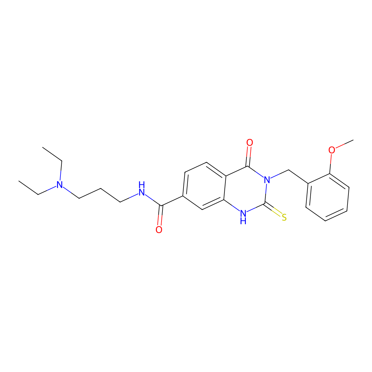 N-(3-(diethylamino)propyl)-3-(2-methoxybenzyl)-4-oxo-2-thioxo-1,2,3,4-tetrahydroquinazoline-7-carboxamide molecular structure, CAS 451466-45-8
