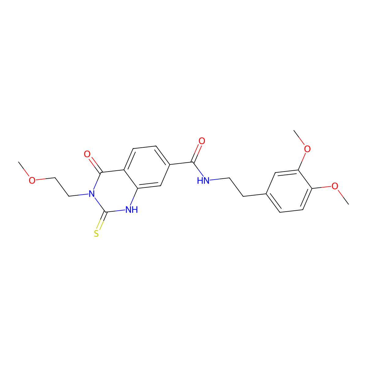 N-[2-(3,4-dimethoxyphenyl)ethyl]-3-(2-methoxyethyl)-4-oxo-2-sulfanylidene-1H-quinazoline-7-carboxamide molecular structure, CAS 451466-60-7