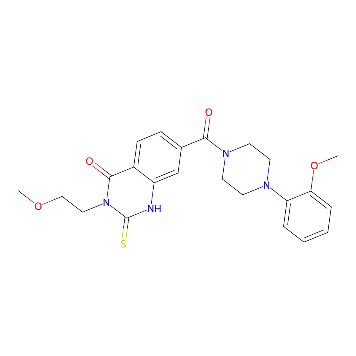 3-(2-methoxyethyl)-7-{[4-(2-methoxyphenyl)piperazin-1-yl]carbonyl}-2-thioxo-2,3-dihydroquinazolin-4(1H)-one molecular structure, CAS 451466-83-4