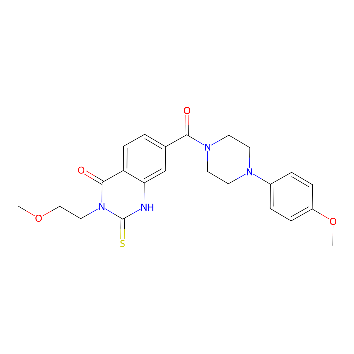 3-(2-methoxyethyl)-7-[4-(4-methoxyphenyl)piperazine-1-carbonyl]-2-sulfanylidene-1H-quinazolin-4-one molecular structure, CAS 451466-85-6
