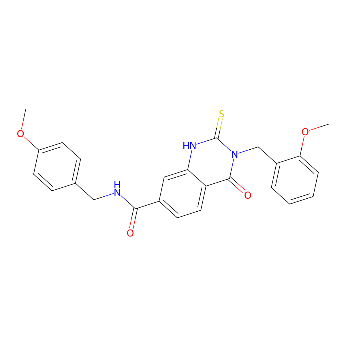 3-[(2-methoxyphenyl)methyl]-N-[(4-methoxyphenyl)methyl]-4-oxo-2-sulfanylidene-1H-quinazoline-7-carboxamide molecular structure, CAS 451466-90-3