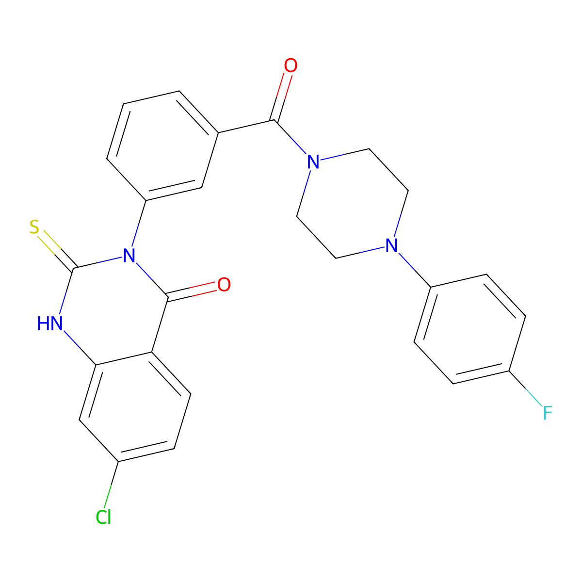 7-chloro-3-[3-[4-(4-fluorophenyl)piperazine-1-carbonyl]phenyl]-2-sulfanylidene-1H-quinazolin-4-one molecular structure, CAS 451467-08-6