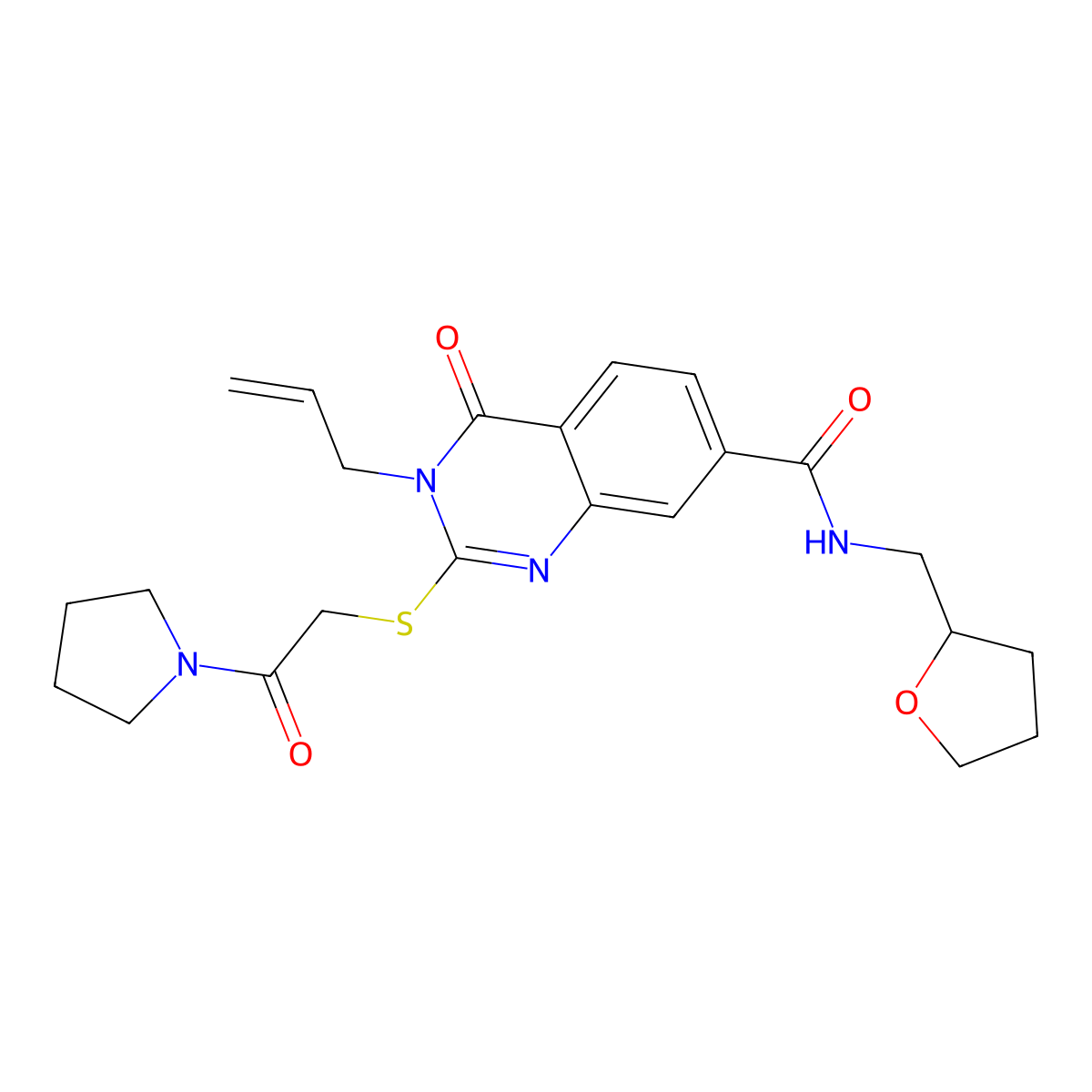 3-allyl-4-oxo-2-[(2-oxo-2-pyrrolidin-1-ylethyl)thio]-N-(tetrahydrofuran-2-ylmethyl)-3,4-dihydroquinazoline-7-carboxamide molecular structure, CAS 451467-31-5