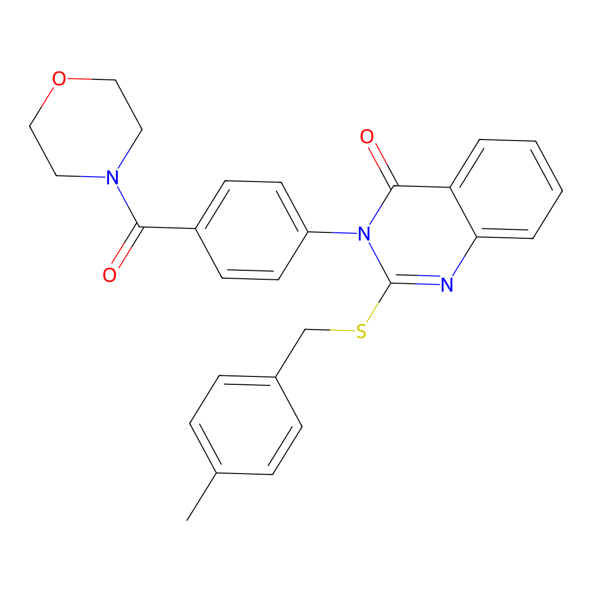 2-[(4-Methylphenyl)methylsulfanyl]-3-[4-(morpholine-4-carbonyl)phenyl]quinazolin-4-one molecular structure, CAS 451467-37-1