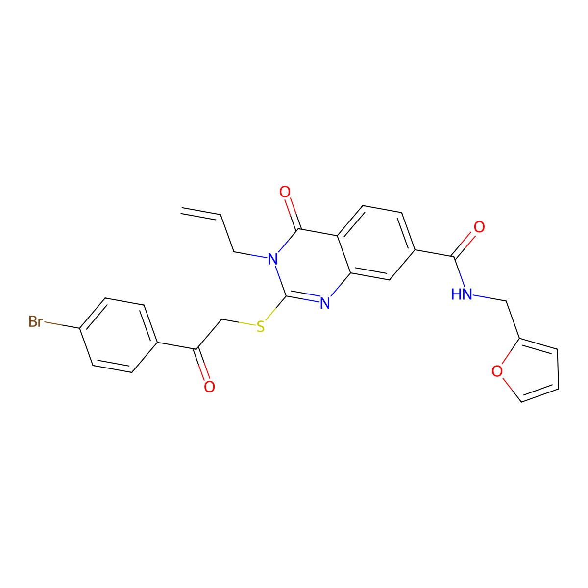 2-[2-(4-bromophenyl)-2-oxoethyl]sulfanyl-N-(furan-2-ylmethyl)-4-oxo-3-prop-2-enylquinazoline-7-carboxamide molecular structure, CAS 451467-54-2