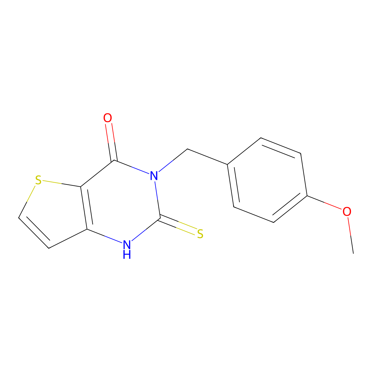 3-(4-methoxybenzyl)-2-thioxo-2,3-dihydrothieno[3,2-d]pyrimidin-4(1H)-one molecular structure, CAS 451468-88-5