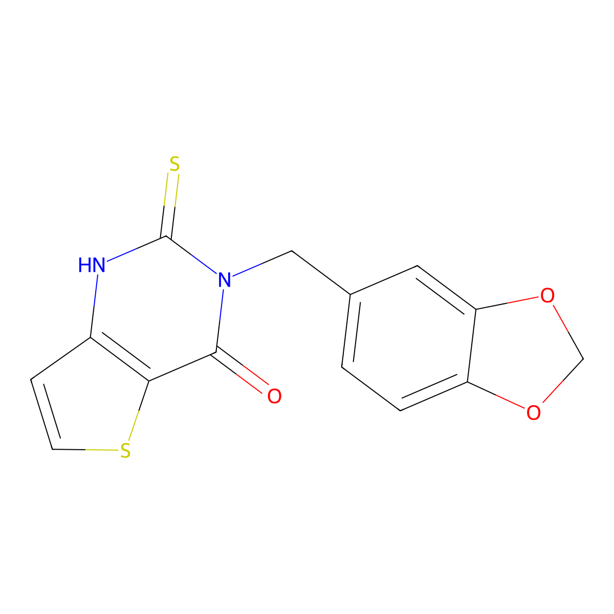 3-(1,3-benzodioxol-5-ylmethyl)-2-thioxo-2,3-dihydrothieno[3,2-d]pyrimidin-4(1H)-one molecular structure, CAS 451468-89-6