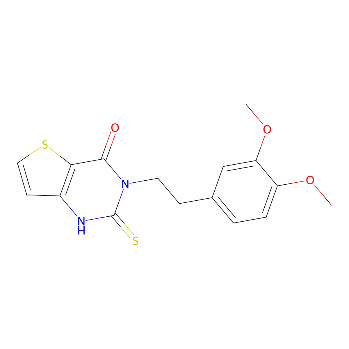 3-(2-(3,4-Dimethoxyphenyl)ethyl)-2,3-dihydro-2-thioxothieno(3,2-d)pyrimidin-4(1H)-one molecular structure, CAS 451468-90-9
