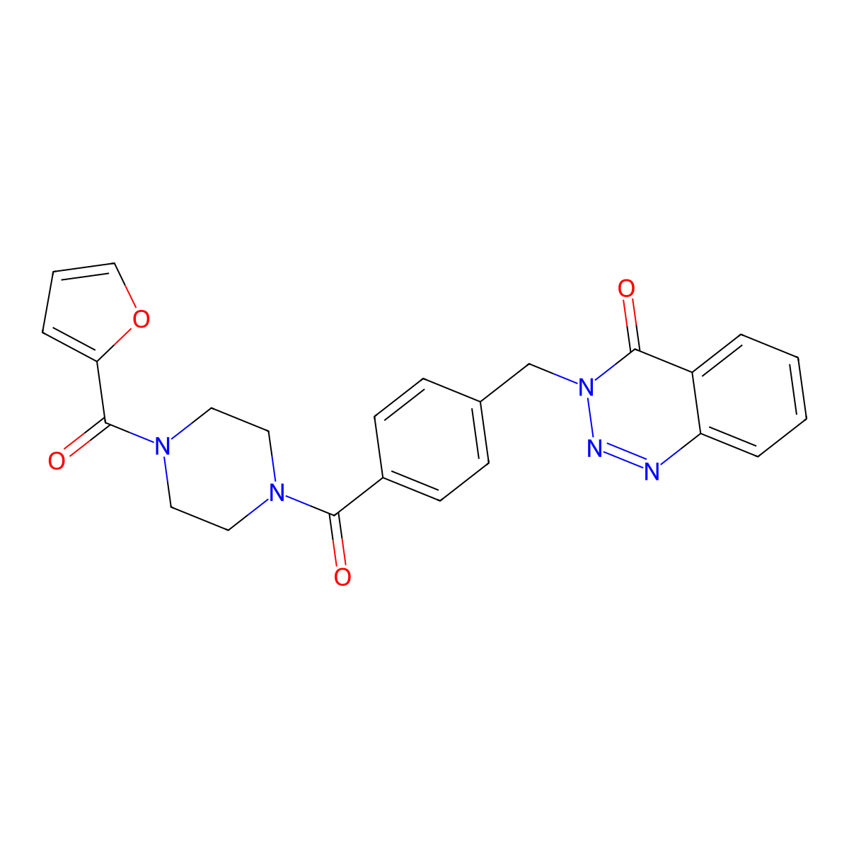 3-[[4-[4-(Furan-2-carbonyl)piperazine-1-carbonyl]phenyl]methyl]-1,2,3-benzotriazin-4-one molecular structure, CAS 451469-28-6