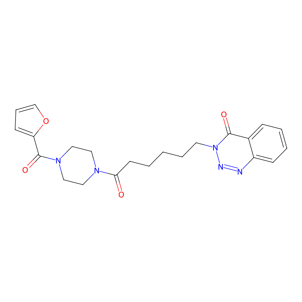 3-[6-[4-(Furan-2-carbonyl)piperazin-1-yl]-6-oxohexyl]-1,2,3-benzotriazin-4-one molecular structure, CAS 451469-33-3