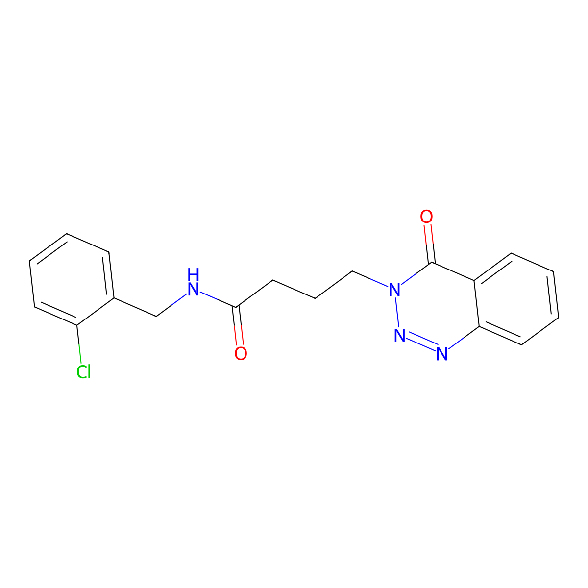 N-[(2-chlorophenyl)methyl]-4-(4-oxo-3,4-dihydro-1,2,3-benzotriazin-3-yl)butanamide molecular structure, CAS 451469-37-7
