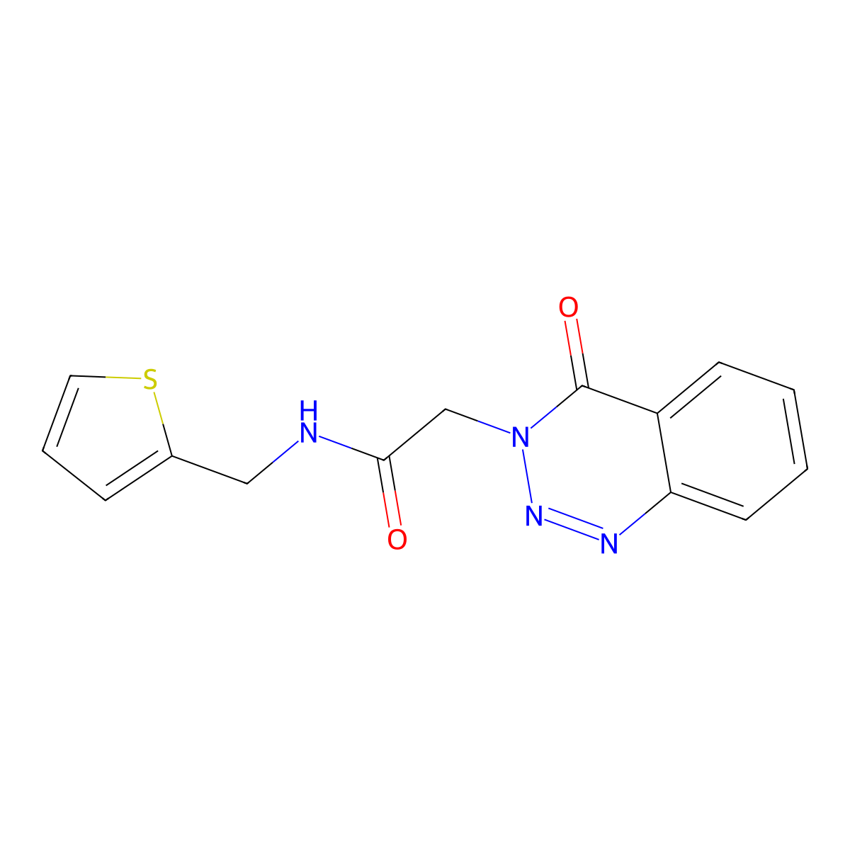 2-(4-oxo-1,2,3-benzotriazin-3-yl)-N-(thiophen-2-ylmethyl)acetamide molecular structure, CAS 451469-44-6