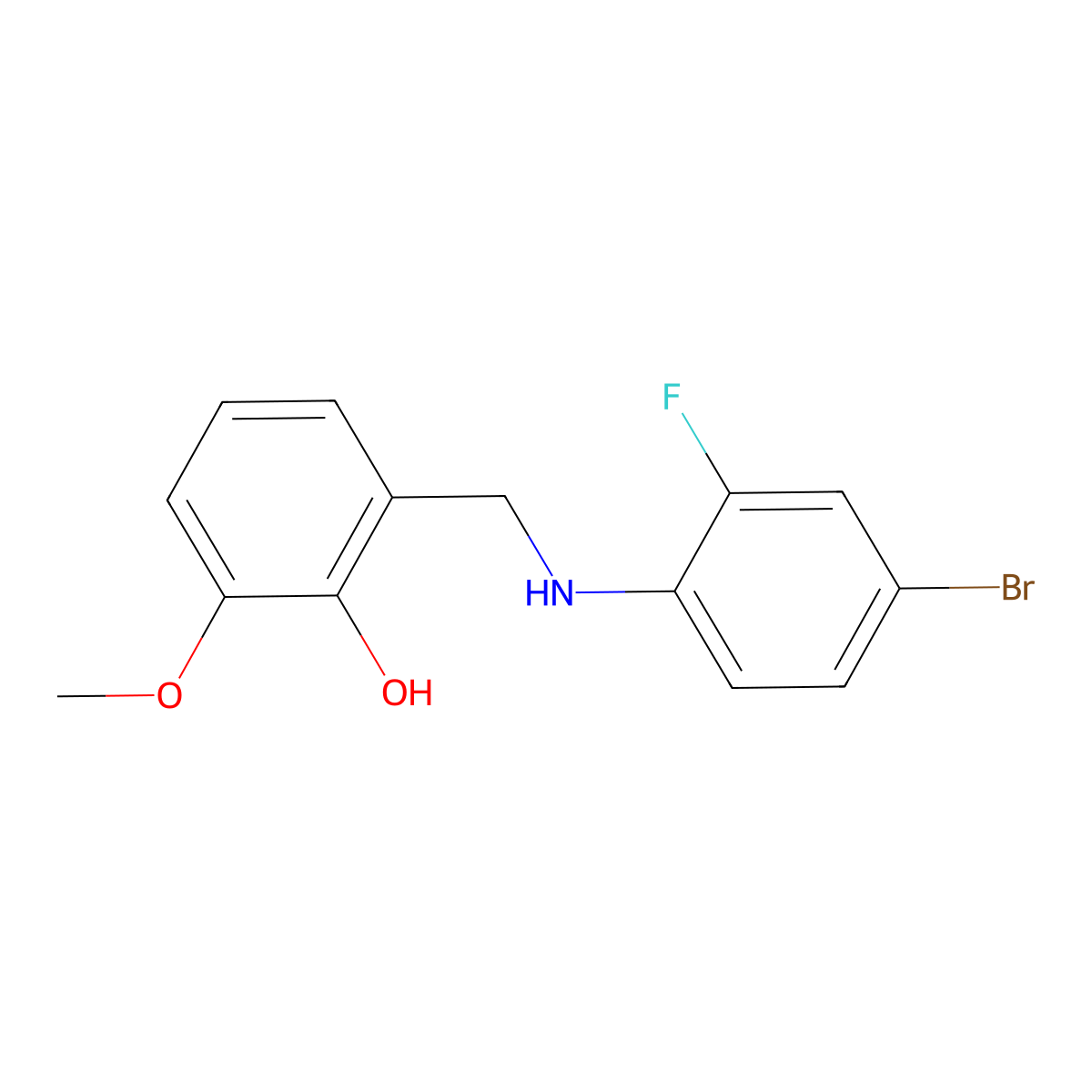 2-{[(4-Bromo-2-fluorophenyl)amino]methyl}-6-methoxyphenol molecular structure, CAS 451469-52-6