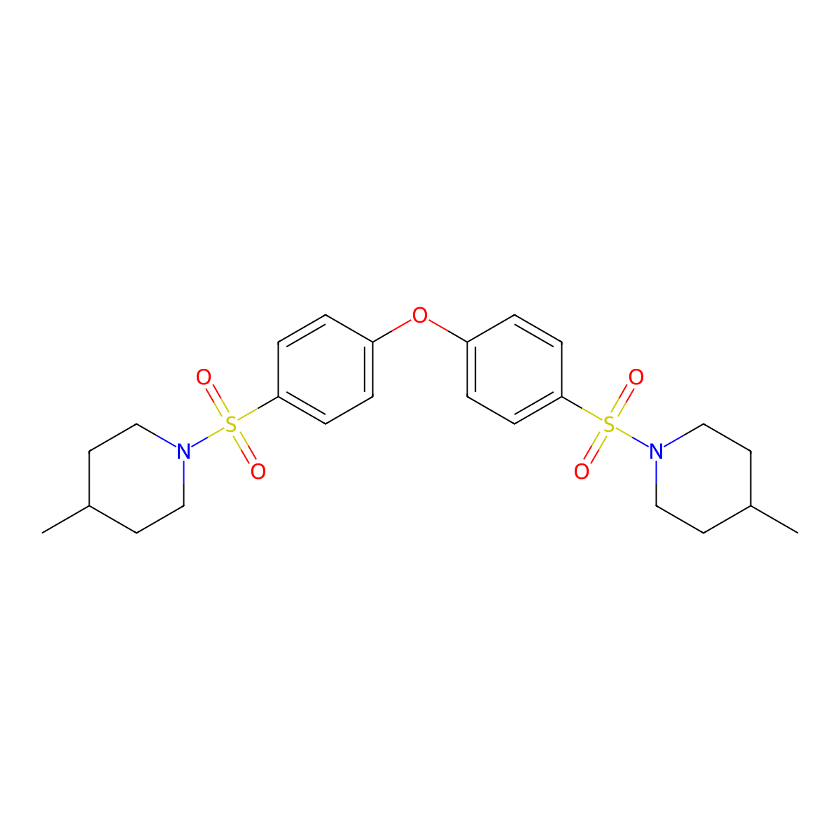 4-Methyl-1-[4-[4-(4-methylpiperidin-1-yl)sulfonylphenoxy]phenyl]sulfonylpiperidine molecular structure, CAS 451470-29-4