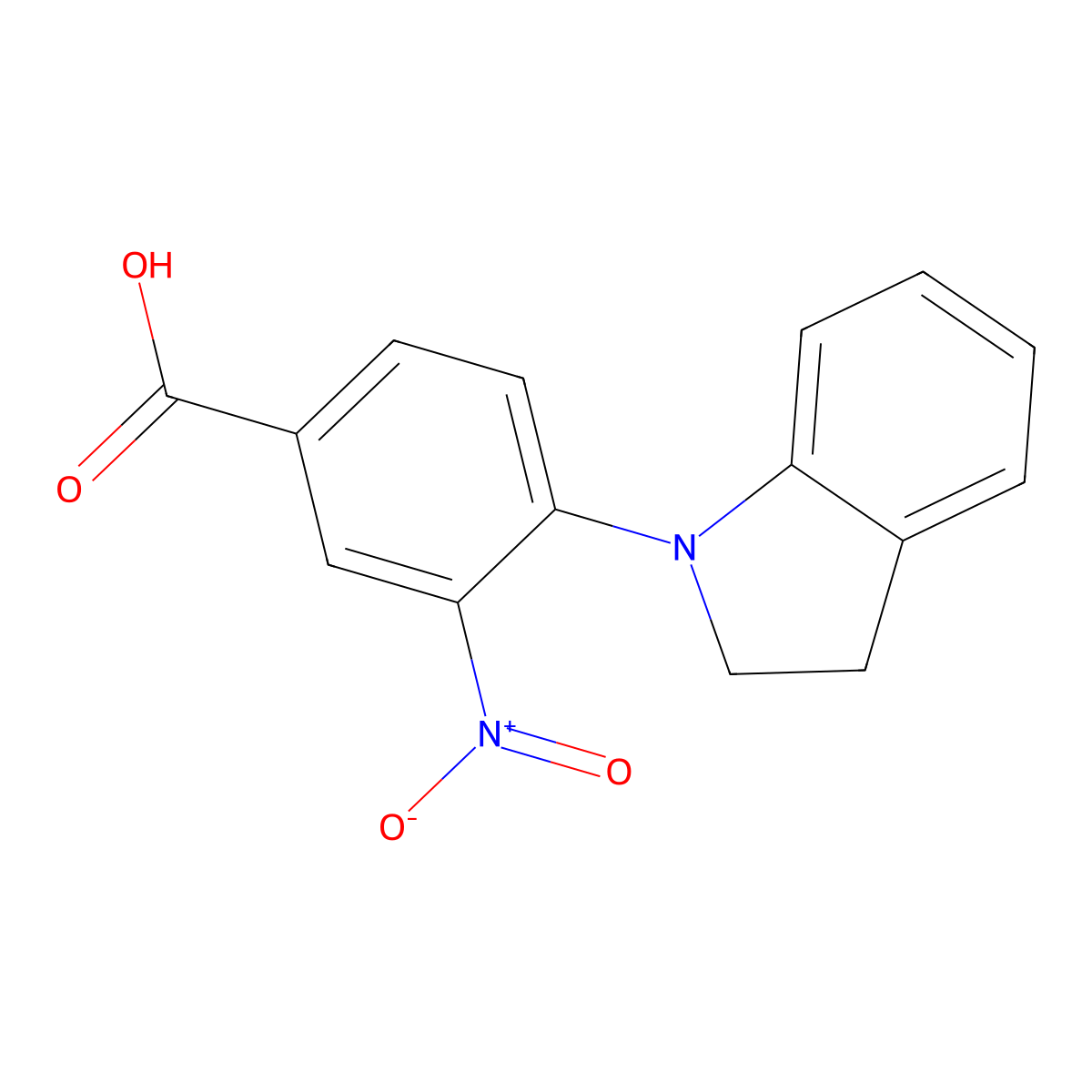 4-(2,3-dihydro-1H-indol-1-yl)-3-nitrobenzoic acid molecular structure, CAS 451474-72-9
