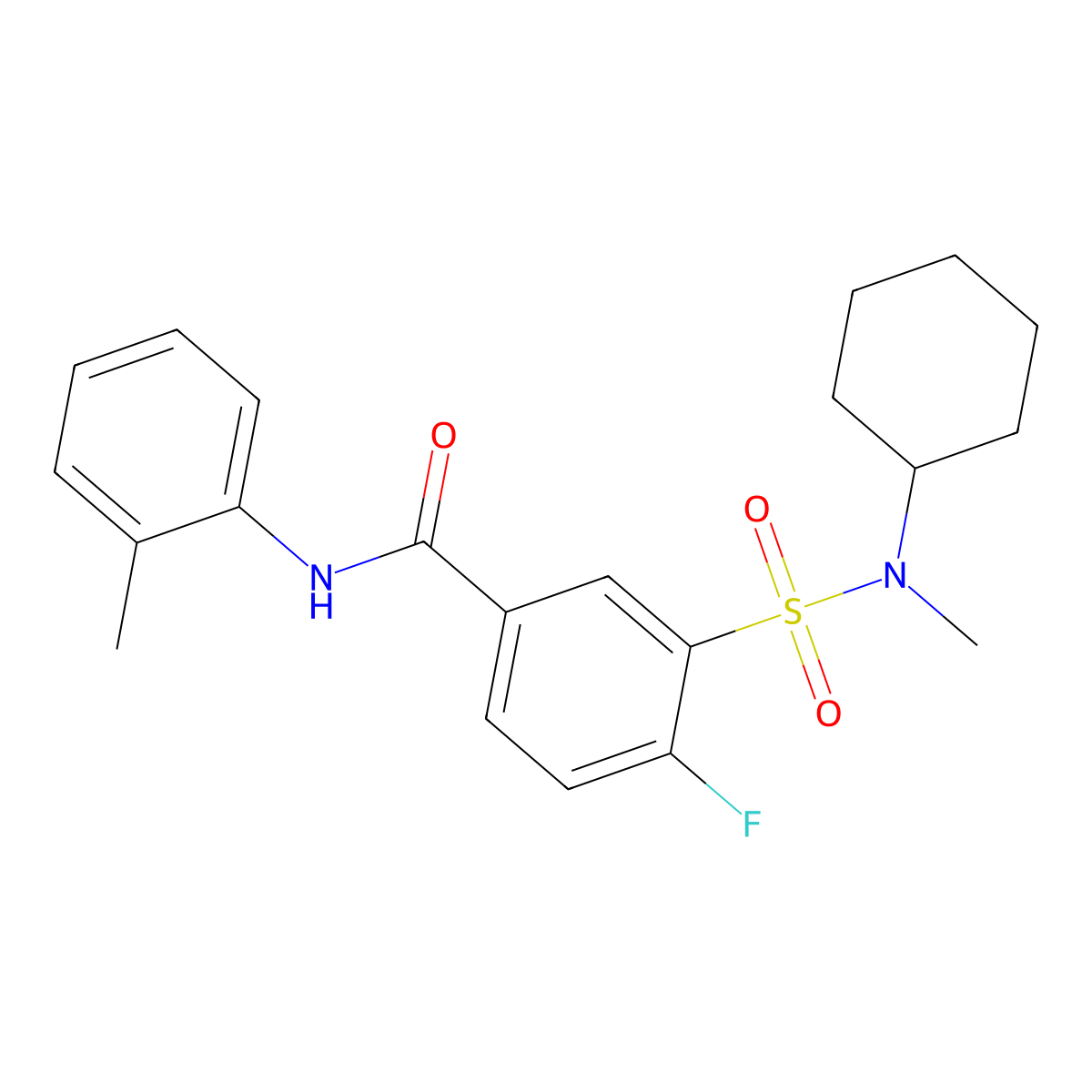 3-(N-Cyclohexyl-N-methylsulfamoyl)-4-fluoro-N-(o-tolyl)benzamide molecular structure, CAS 451474-95-6