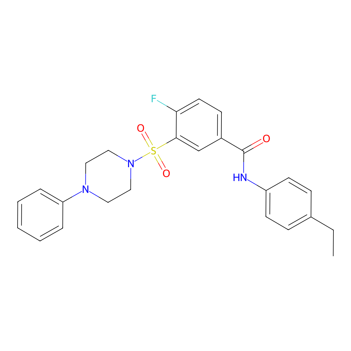 N-(4-ethylphenyl)-4-fluoro-3-((4-phenylpiperazin-1-yl)sulfonyl)benzamide molecular structure, CAS 451476-52-1