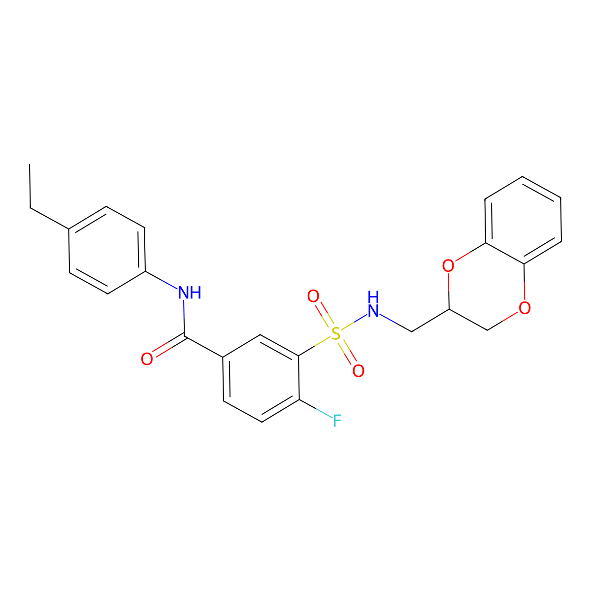 3-(2,3-dihydro-1,4-benzodioxin-3-ylmethylsulfamoyl)-N-(4-ethylphenyl)-4-fluorobenzamide molecular structure, CAS 451476-87-2