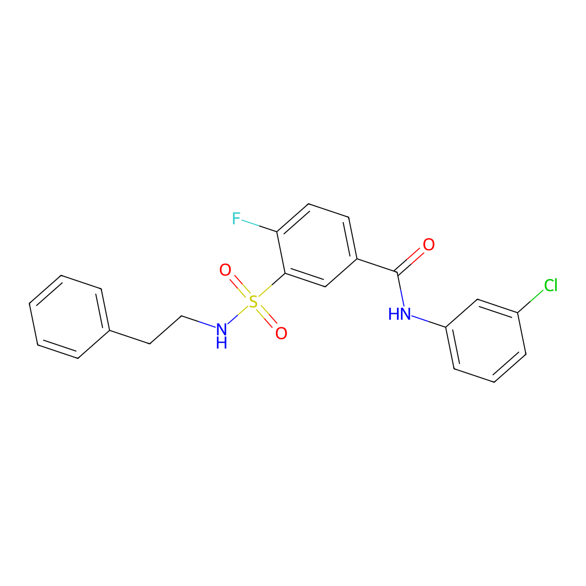 N-(3-chlorophenyl)-4-fluoro-3-(N-phenethylsulfamoyl)benzamide molecular structure, CAS 451477-06-8
