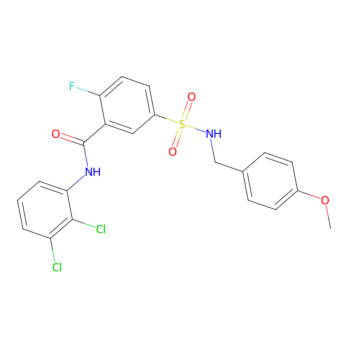 N-(2,3-dichlorophenyl)-2-fluoro-5-[(4-methoxyphenyl)methylsulfamoyl]benzamide molecular structure, CAS 451479-94-0