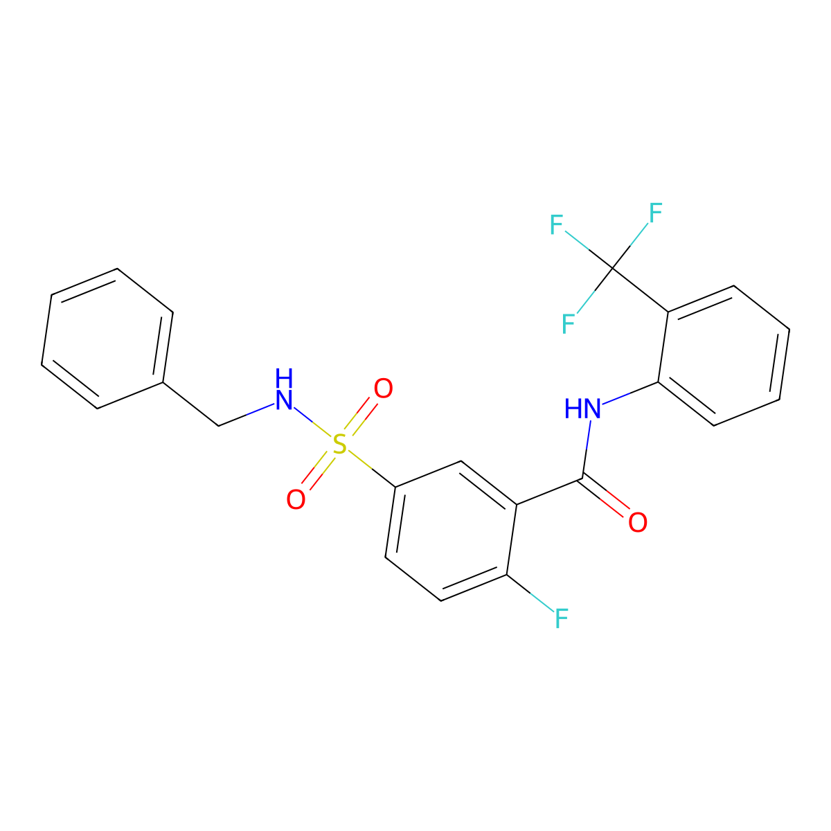 5-(benzylsulfamoyl)-2-fluoro-N-[2-(trifluoromethyl)phenyl]benzamide molecular structure, CAS 451480-22-1
