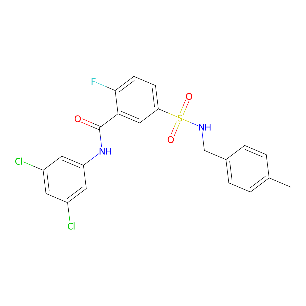 N-(3,5-dichlorophenyl)-2-fluoro-5-[(4-methylphenyl)methylsulfamoyl]benzamide molecular structure, CAS 451481-24-6