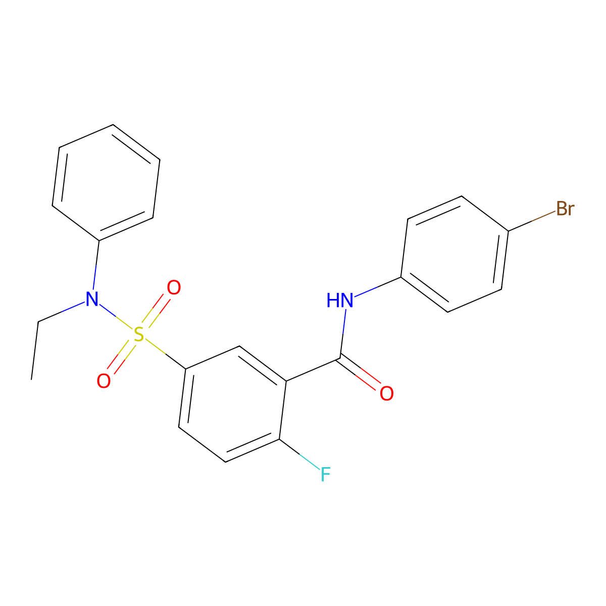 N-(4-bromophenyl)-5-[ethyl(phenyl)sulfamoyl]-2-fluorobenzamide molecular structure, CAS 451481-26-8