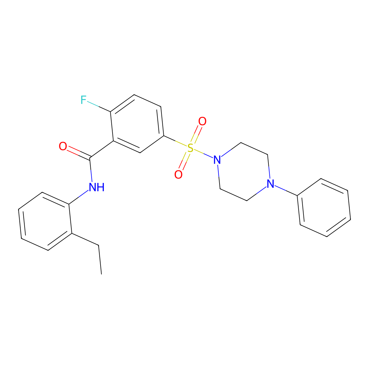 N-(2-ethylphenyl)-2-fluoro-5-((4-phenylpiperazin-1-yl)sulfonyl)benzamide molecular structure, CAS 451481-76-8