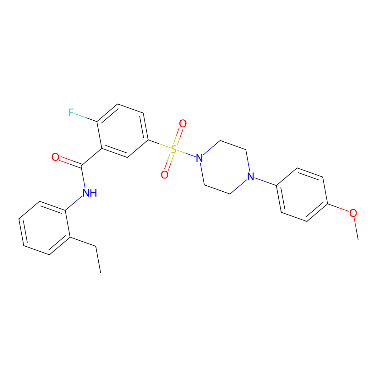 N-(2-ethylphenyl)-2-fluoro-5-{[4-(4-methoxyphenyl)piperazin-1-yl]sulfonyl}benzamide molecular structure, CAS 451481-82-6