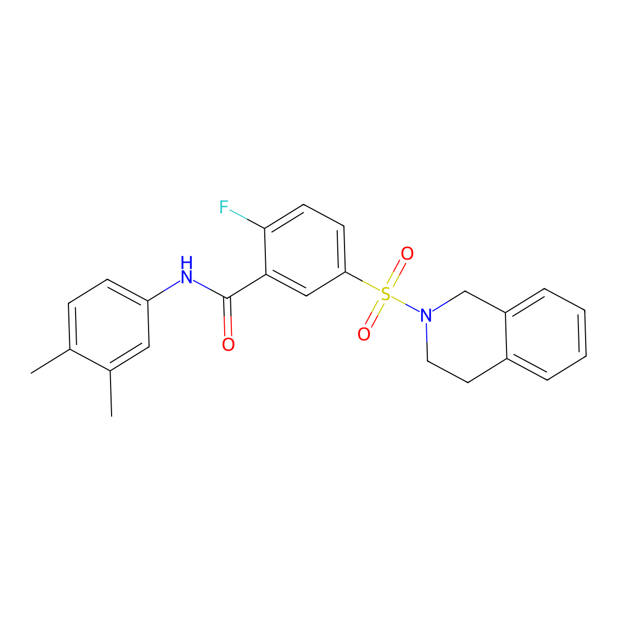 5-((3,4-dihydroisoquinolin-2(1H)-yl)sulfonyl)-N-(3,4-dimethylphenyl)-2-fluorobenzamide molecular structure, CAS 451481-99-5