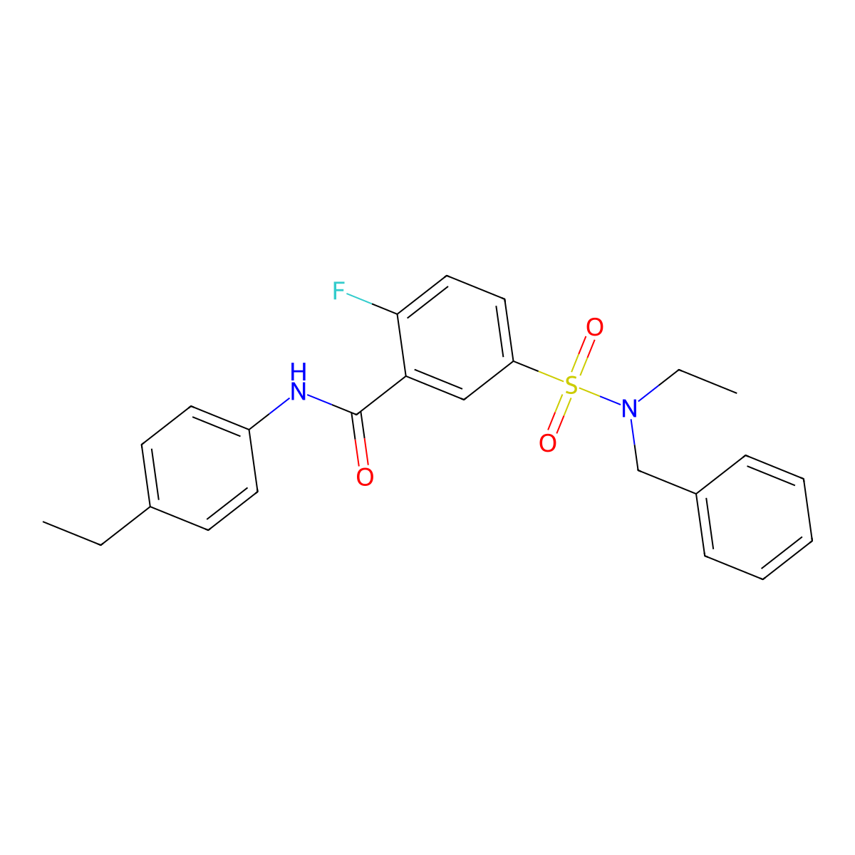 5-[benzyl(ethyl)sulfamoyl]-N-(4-ethylphenyl)-2-fluorobenzamide molecular structure, CAS 451482-65-8