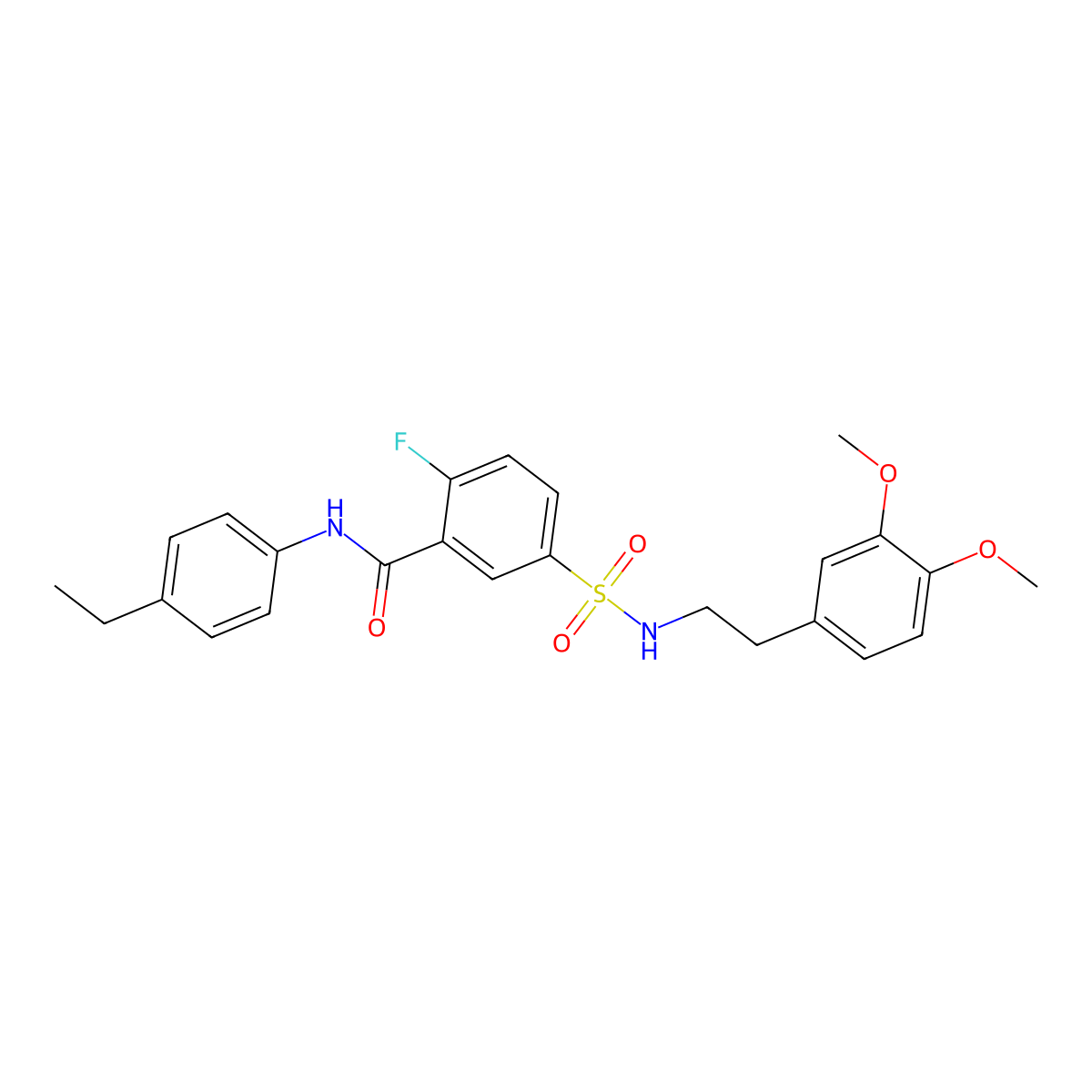 5-(N-(3,4-dimethoxyphenethyl)sulfamoyl)-N-(4-ethylphenyl)-2-fluorobenzamide molecular structure, CAS 451482-72-7