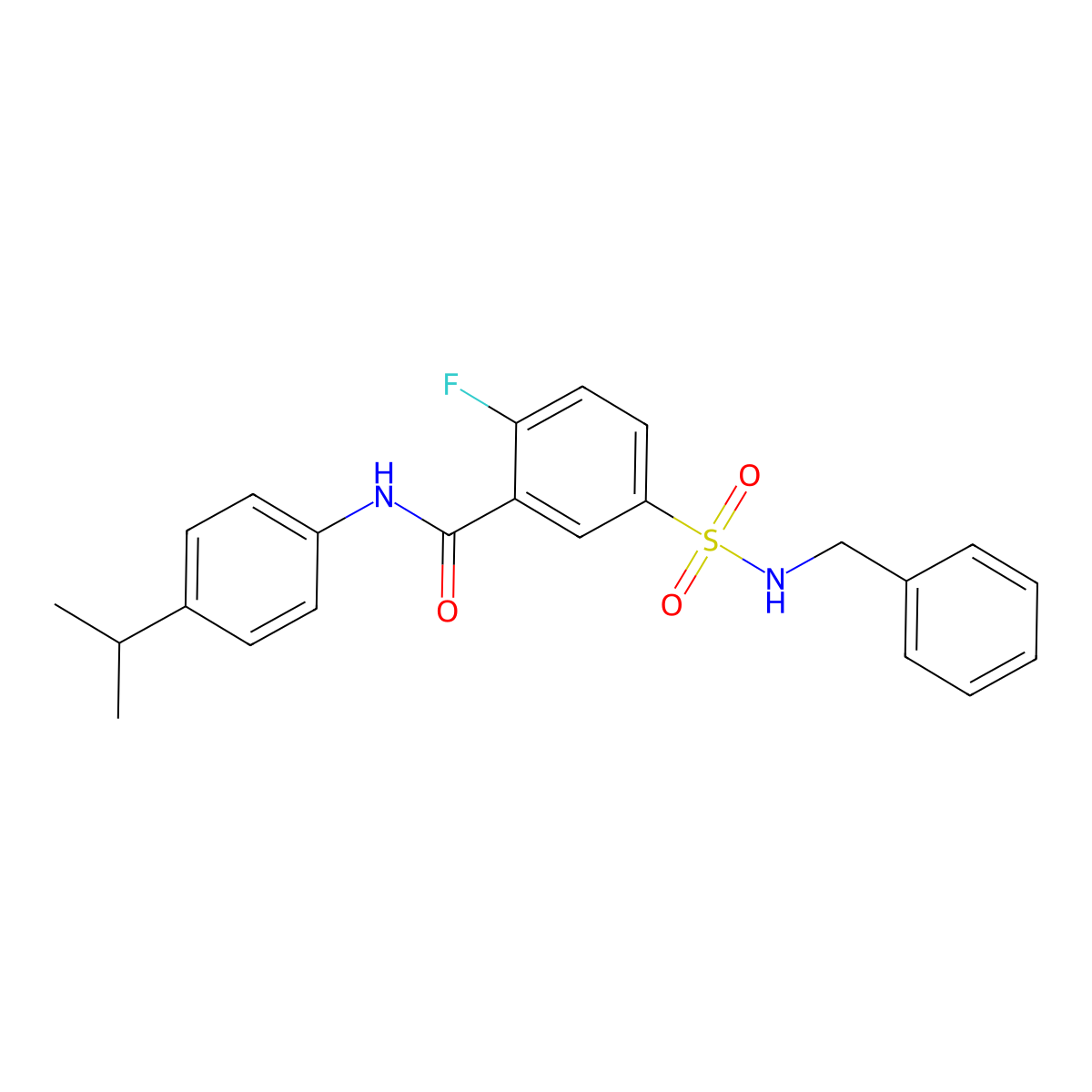 5-(N-benzylsulfamoyl)-2-fluoro-N-(4-isopropylphenyl)benzamide molecular structure, CAS 451482-99-8