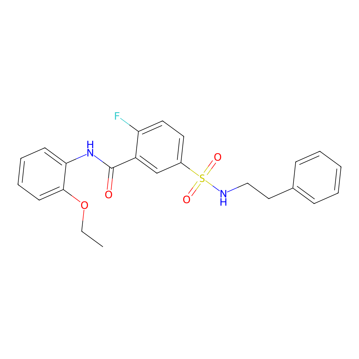 N-(2-ethoxyphenyl)-2-fluoro-5-(N-phenethylsulfamoyl)benzamide molecular structure, CAS 451483-24-2