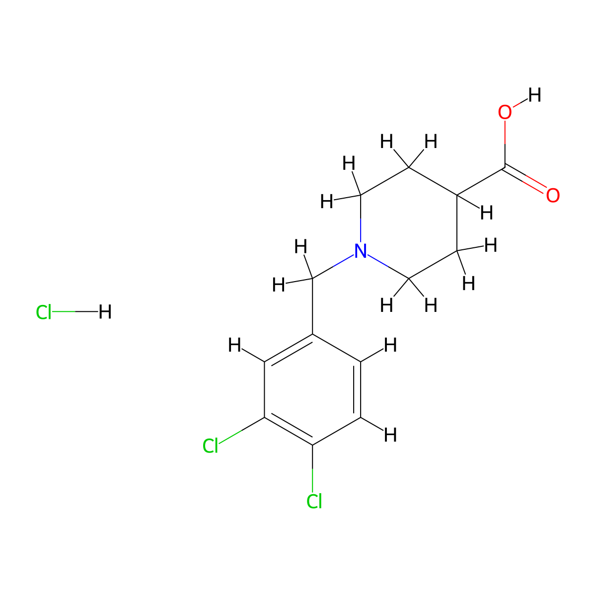 1-(3,4-Dichlorobenzyl)piperidine-4-carboxylic acid hydrochloride molecular structure, CAS 451485-54-4