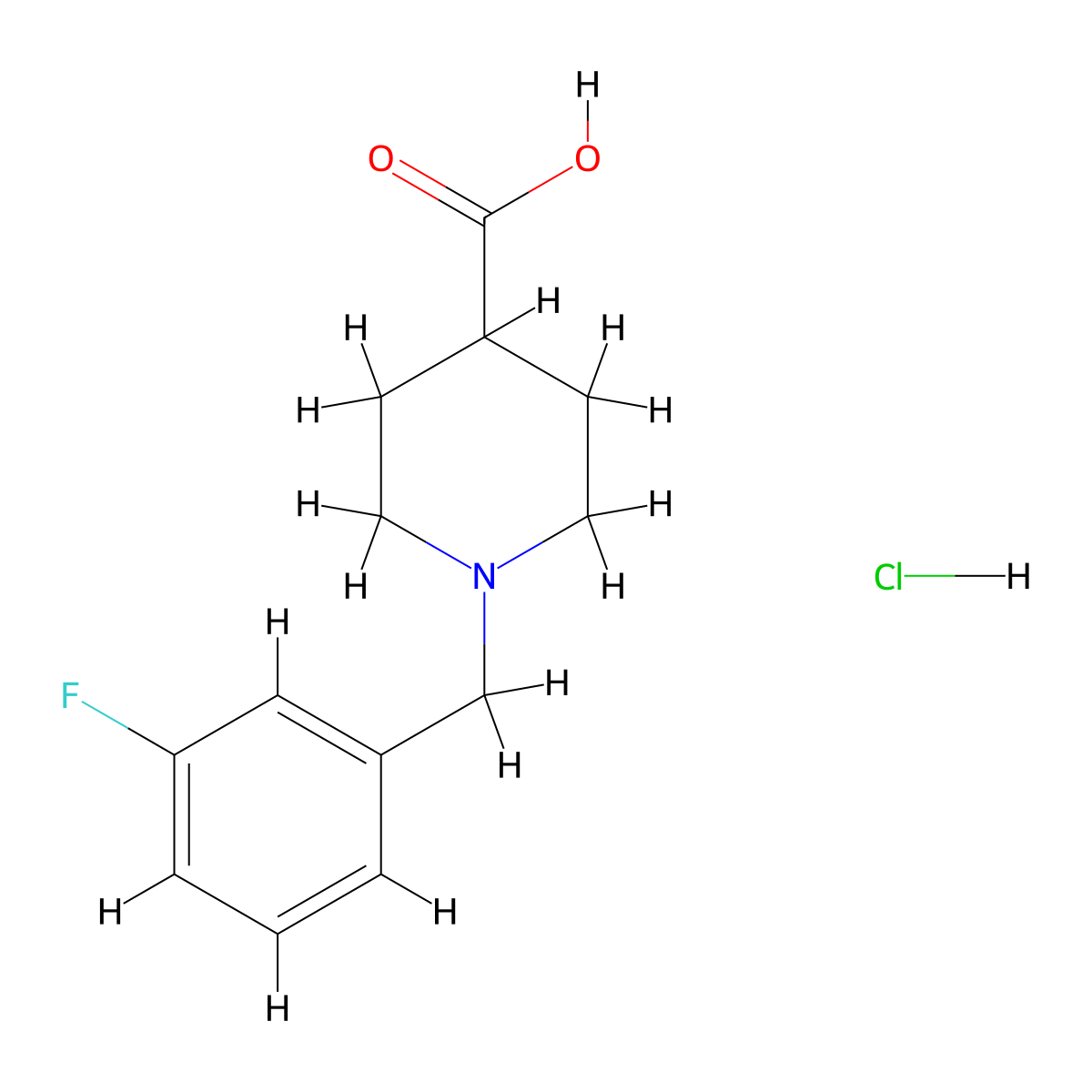 4-Piperidinecarboxylic acid, 1-[(3-fluorophenyl)methyl]-, hydrochloride (1:1) molecular structure, CAS 451485-55-5