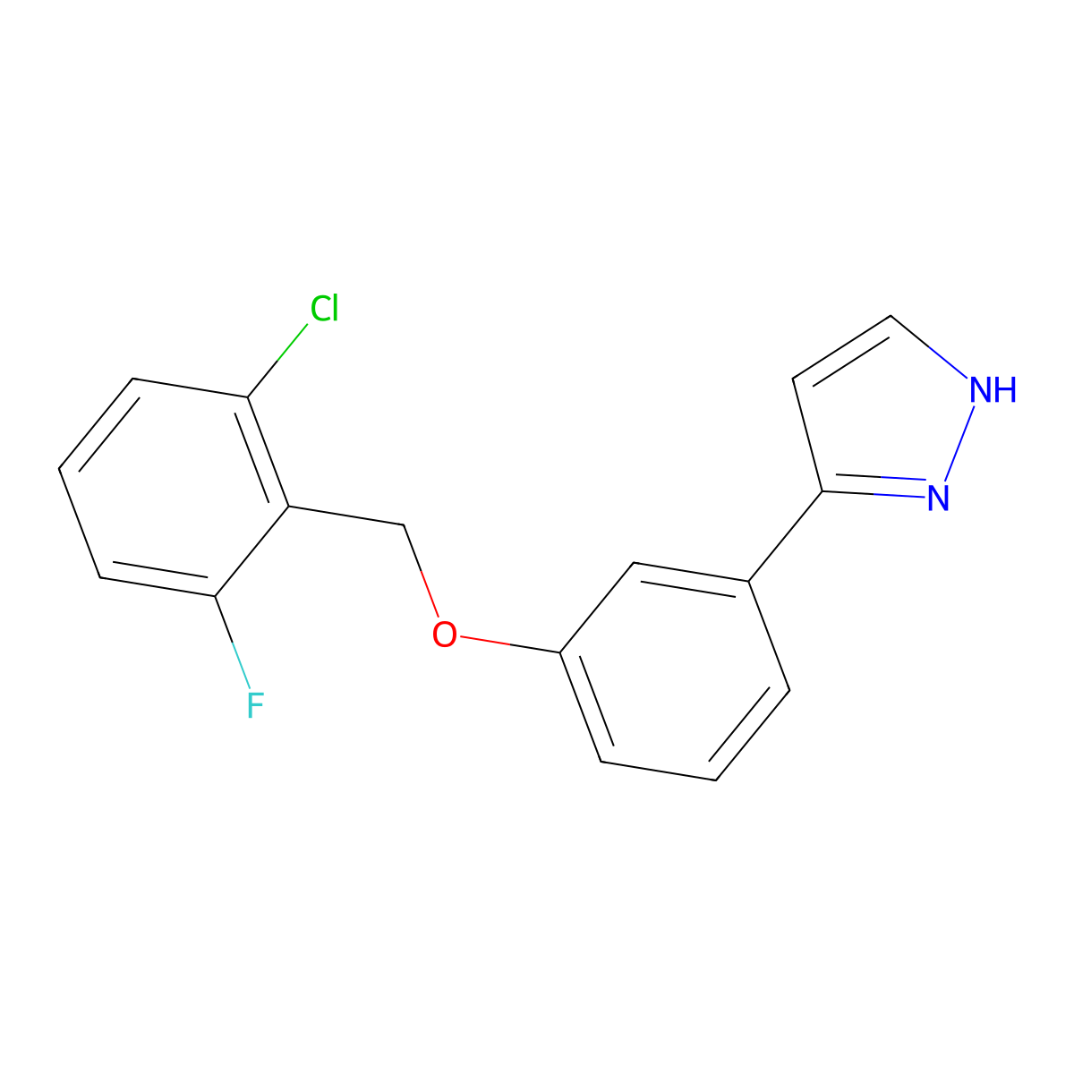 3-{3-[(2-Chloro-6-fluorobenzyl)oxy]phenyl}-1H-pyrazole molecular structure, CAS 451485-60-2
