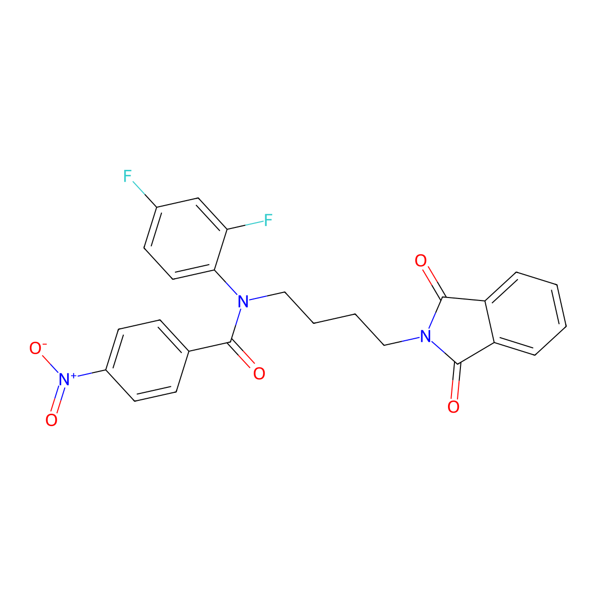 N-(2,4-difluorophenyl)-N-(4-(1,3-dioxoisoindolin-2-yl)butyl)-4-nitrobenzamide molecular structure, CAS 451488-44-1