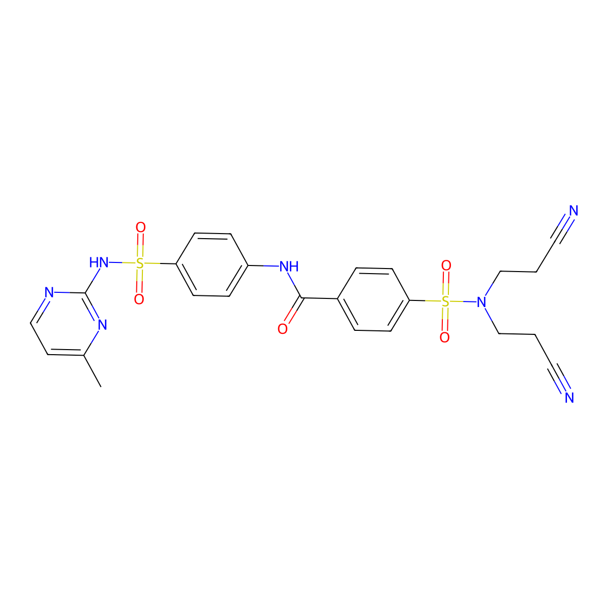 4-[Bis(2-cyanoethyl)sulfamoyl]-N-{4-[(4-methylpyrimidin-2-YL)sulfamoyl]phenyl}benzamide molecular structure, CAS 451488-51-0