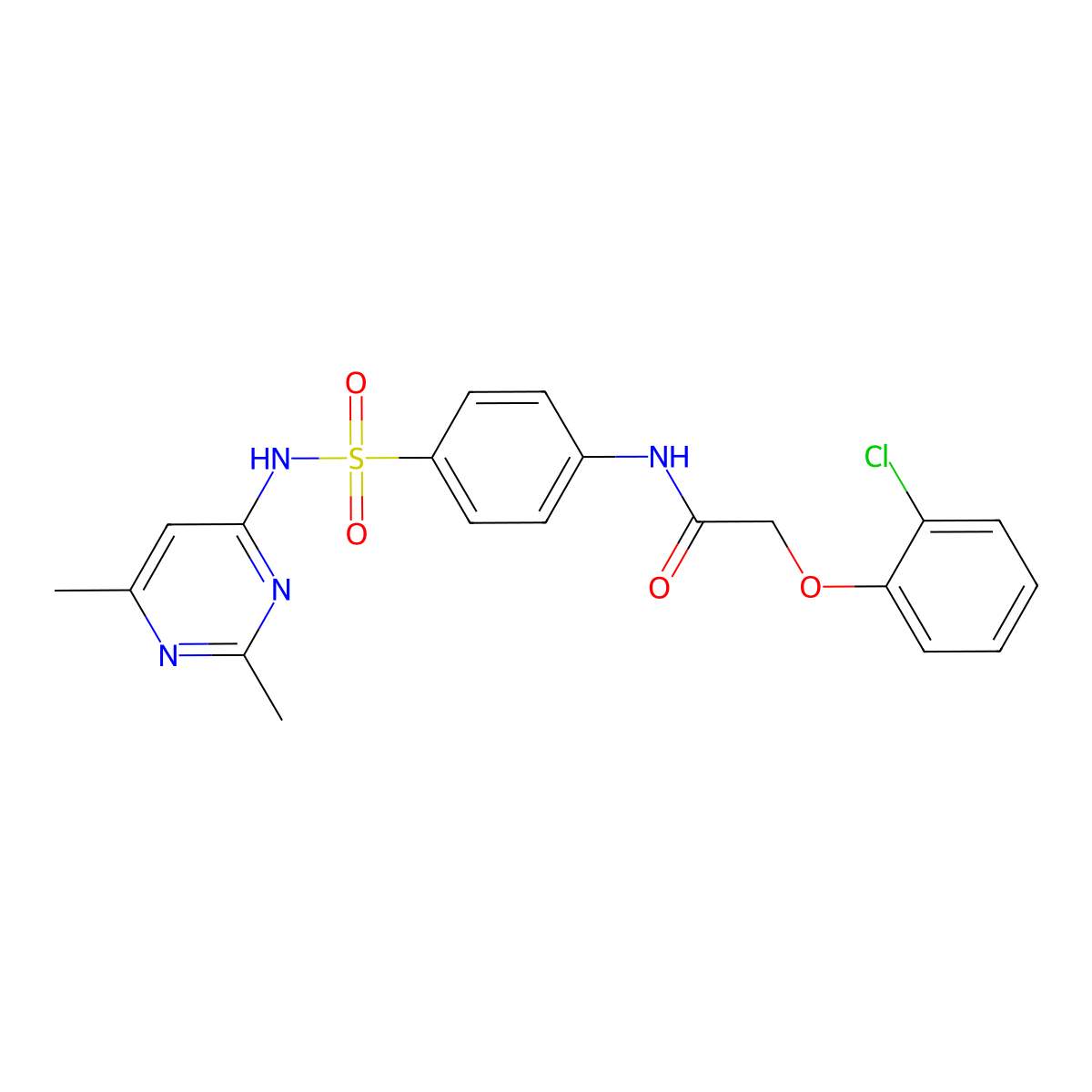 2-(2-chlorophenoxy)-N-{4-[(2,6-dimethylpyrimidin-4-yl)sulfamoyl]phenyl}acetamide molecular structure, CAS 451491-96-6