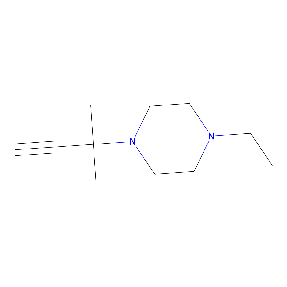 1-Ethyl-4-(2-methylbut-3-yn-2-yl)piperazine molecular structure, CAS 451494-49-8