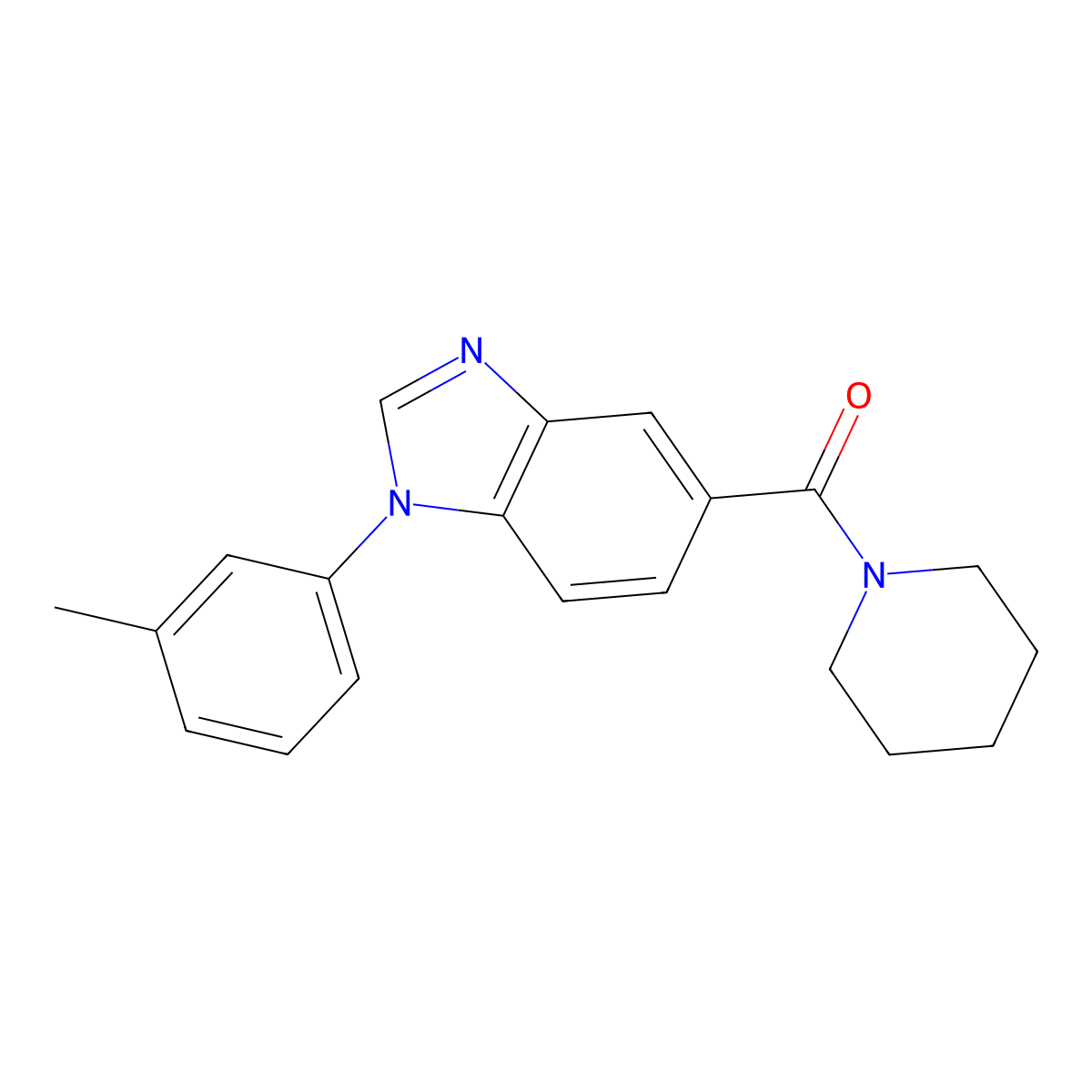 [1-(3-Methylphenyl)-5-benzimidazolyl]-(1-piperidinyl)methanone molecular structure, CAS 451496-96-1