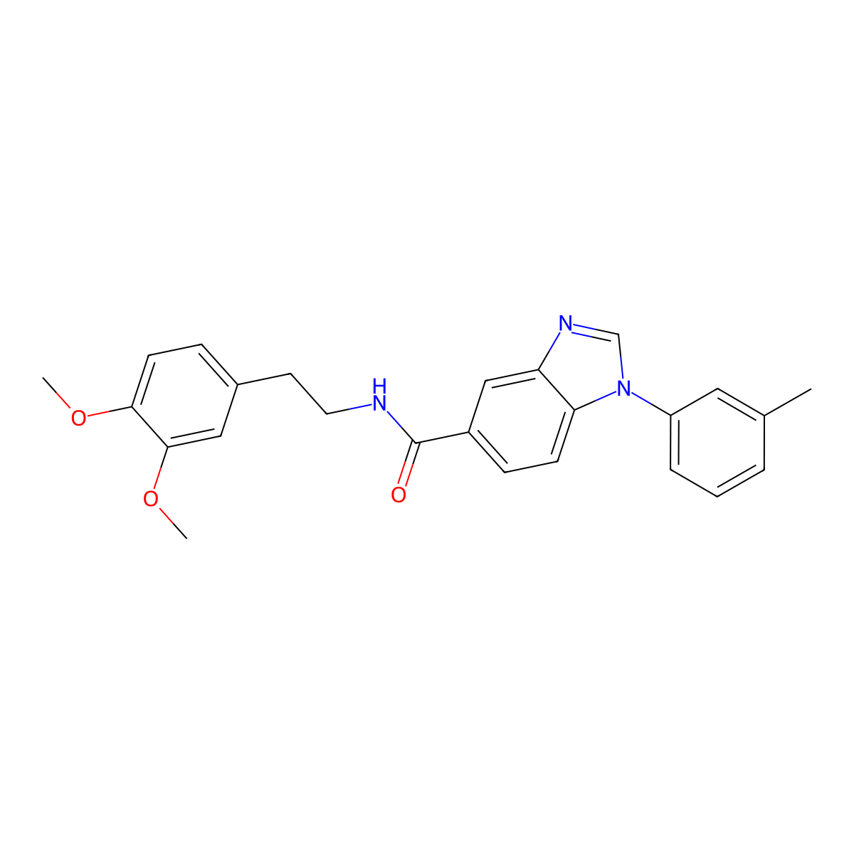 N-[2-(3,4-dimethoxyphenyl)ethyl]-1-(3-methylphenyl)-1H-benzimidazole-5-carboxamide molecular structure, CAS 451496-97-2