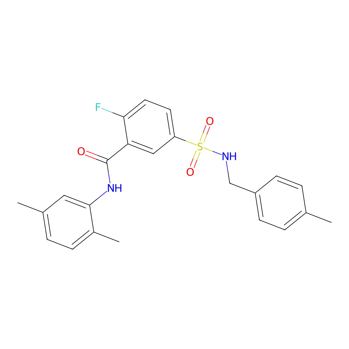 N-(2,5-dimethylphenyl)-2-fluoro-5-[(4-methylphenyl)methylsulfamoyl]benzamide molecular structure, CAS 451499-38-0