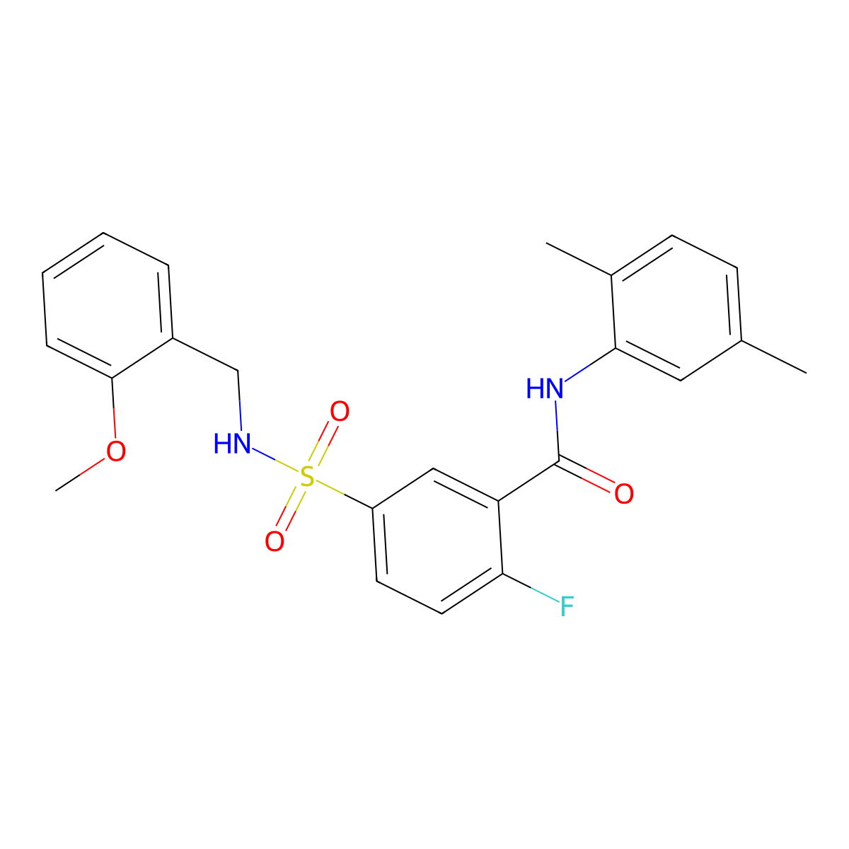 N-(2,5-dimethylphenyl)-2-fluoro-5-[(2-methoxyphenyl)methylsulfamoyl]benzamide molecular structure, CAS 451499-39-1