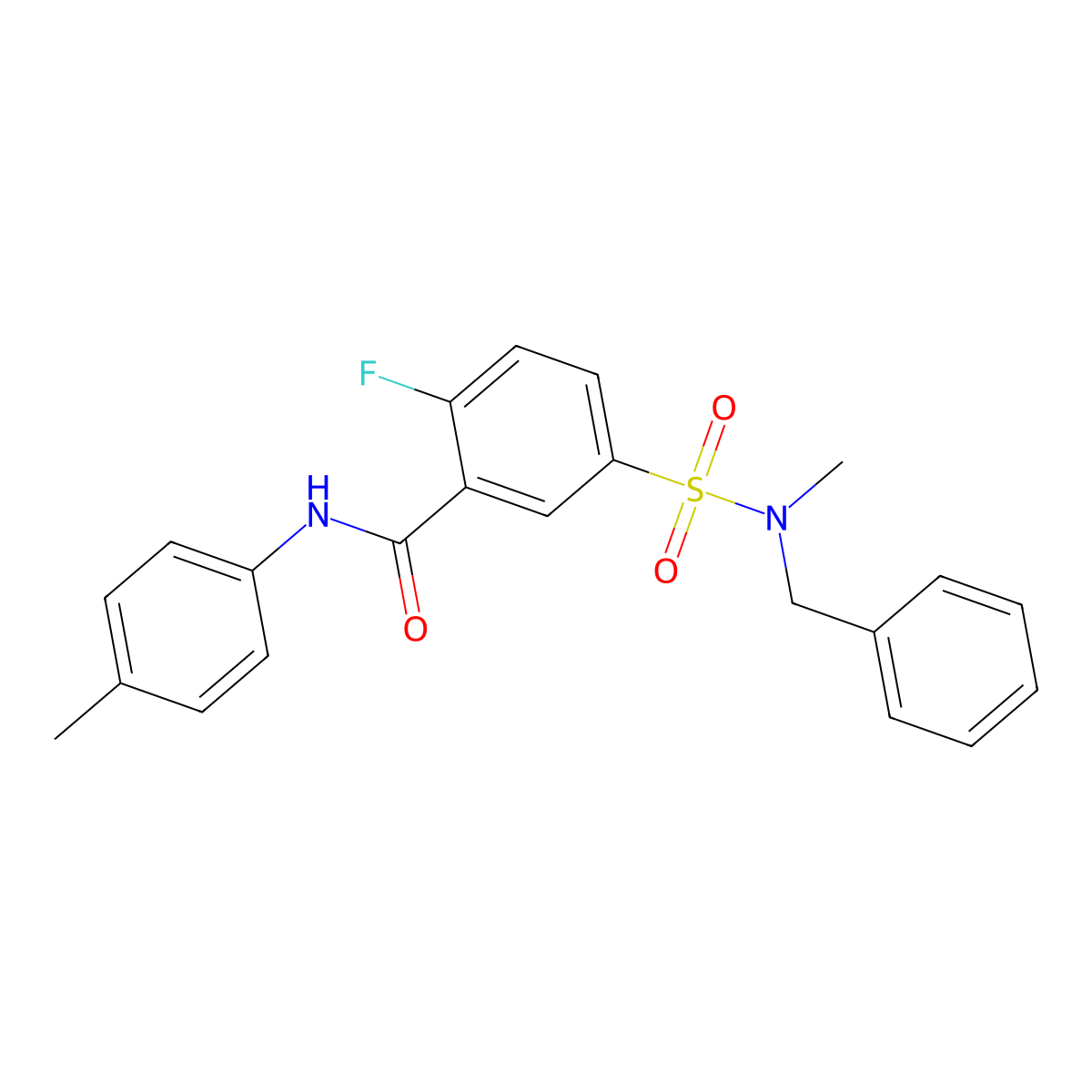 5-[benzyl(methyl)sulfamoyl]-2-fluoro-N-(4-methylphenyl)benzamide molecular structure, CAS 451500-01-9