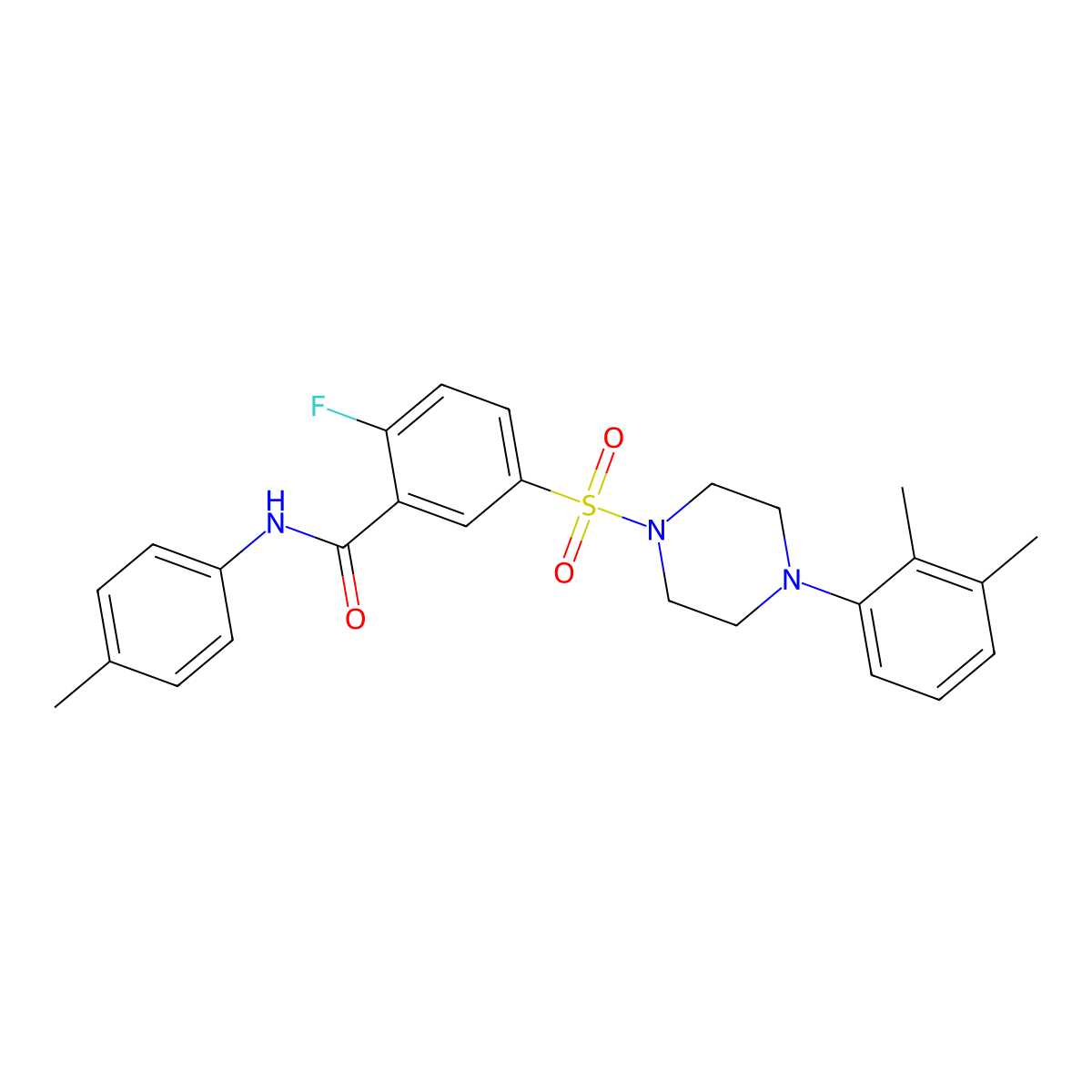 5-[4-(2,3-dimethylphenyl)piperazin-1-yl]sulfonyl-2-fluoro-N-(4-methylphenyl)benzamide molecular structure, CAS 451500-06-4